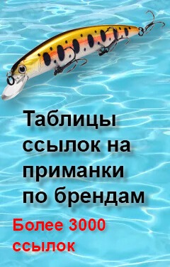 Таблицы ссылок на копии известных приманок на Алиэкспресс
